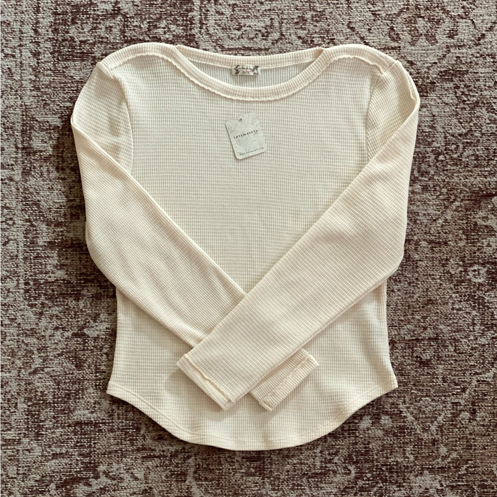 NWT Intimately Free People Ivory Waffle Fitted Long Sleeve Size M